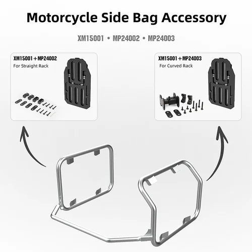 Imagen 2 del producto Accesorios de bolsa lateral para motocicleta Rhinowalk para instalación de Motor MJX2004, soporte curvo irregularmente para evitar el escape táctil