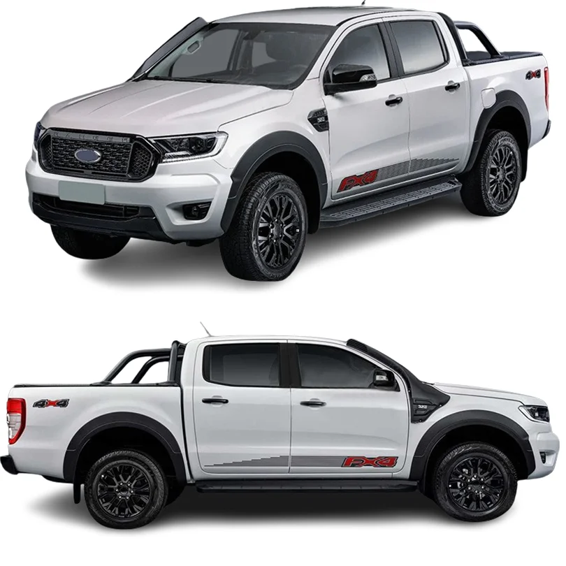 

FX4 Gray with Red Side Letter Stripes Sticker Decal Graphics Blackout Stickers Vinyl Wrap Kit Accessories for Ford Ranger