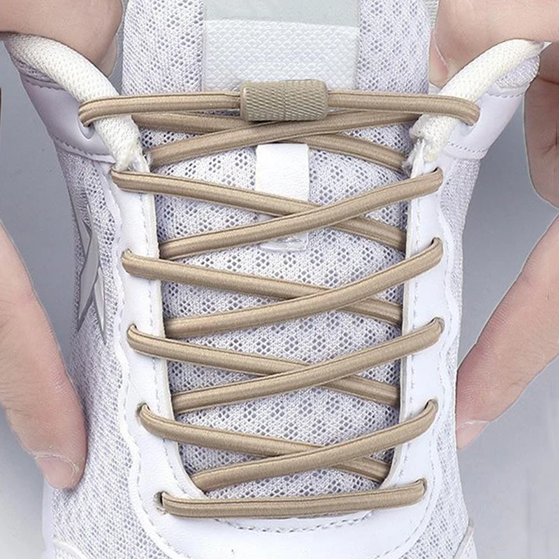 NEW 17 Colors Round Elastic Laces Without Ties Metal Buckle Shoelace Sneakers Quick Shoelaces Shoe Accessories 1Pair/2Pair image 2