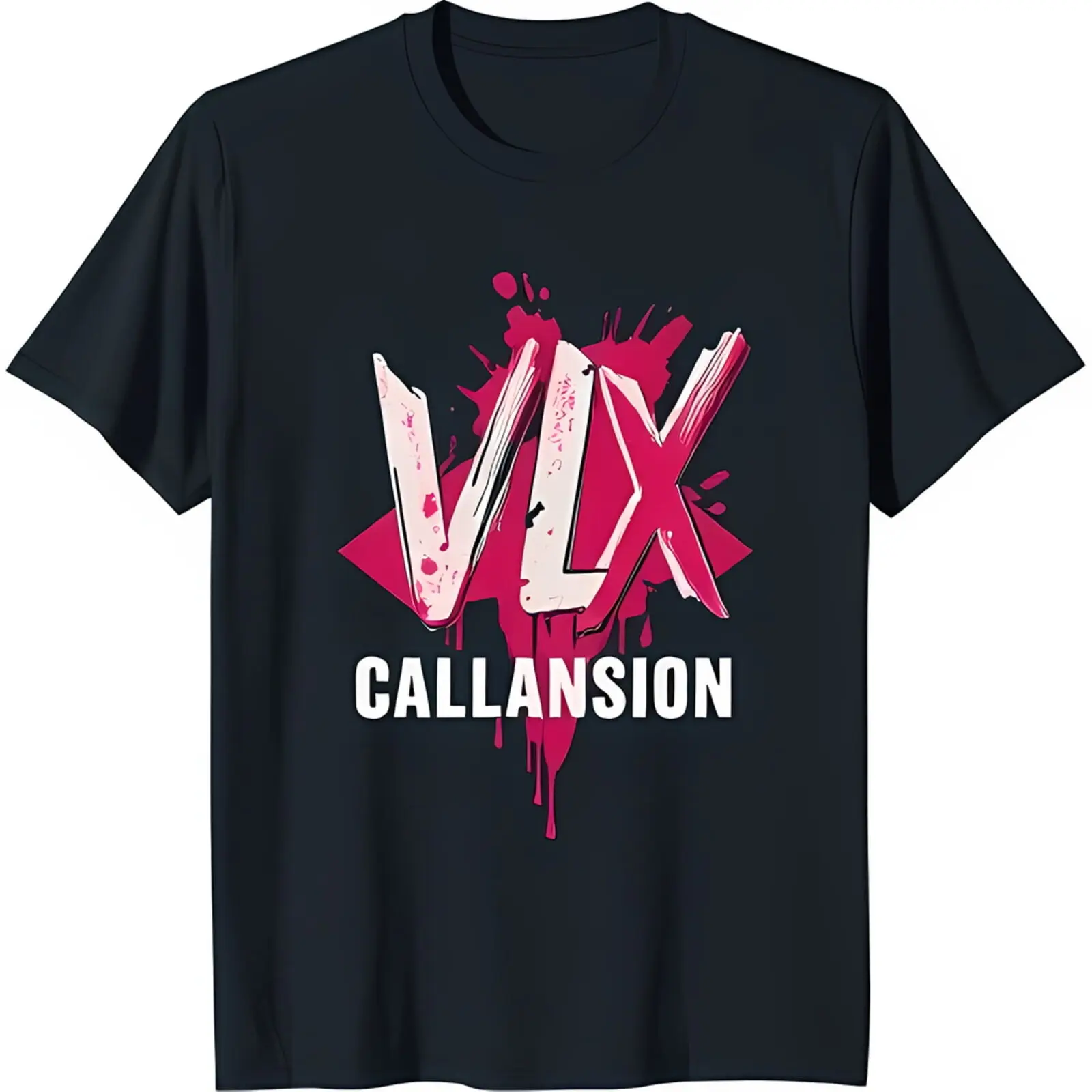 VLX Graphic Black T-Shirt with Pink Splatters & Design CALLANSION