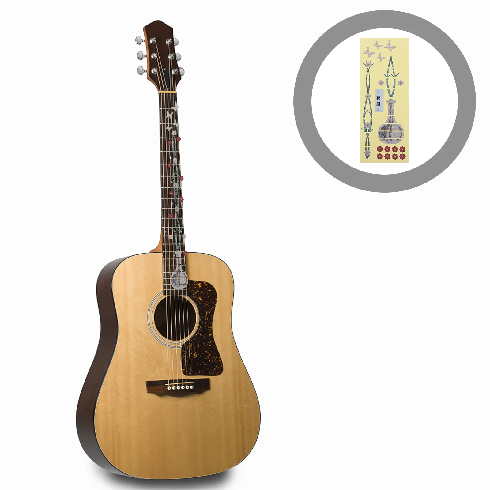 

Delicate Pattern Guitar Headstock Sticker Self-Adhesive Decorative Patch for Acoustic Electric Musical Instrument Creative