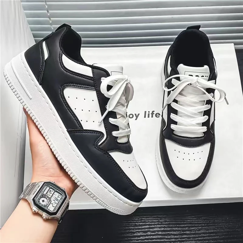 Chaussures pour hommes mode blanc baskets pour hommes à lacets Skateboard conseil chaussure semelle épaisse polyvalent vulcanisé chaussures Zapatillas Hombre