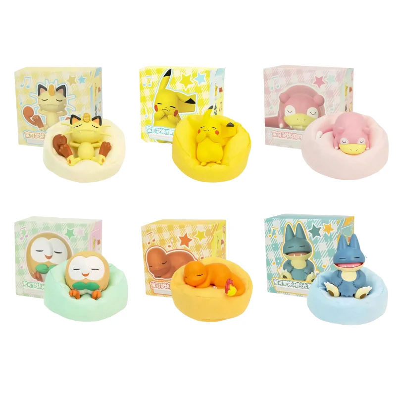 

Pokemon Toys Pikachu Charmander Meowth Cute Anime Figure Model Dolls With Dustproof Cloth Pad Character Toys Collection Gifts