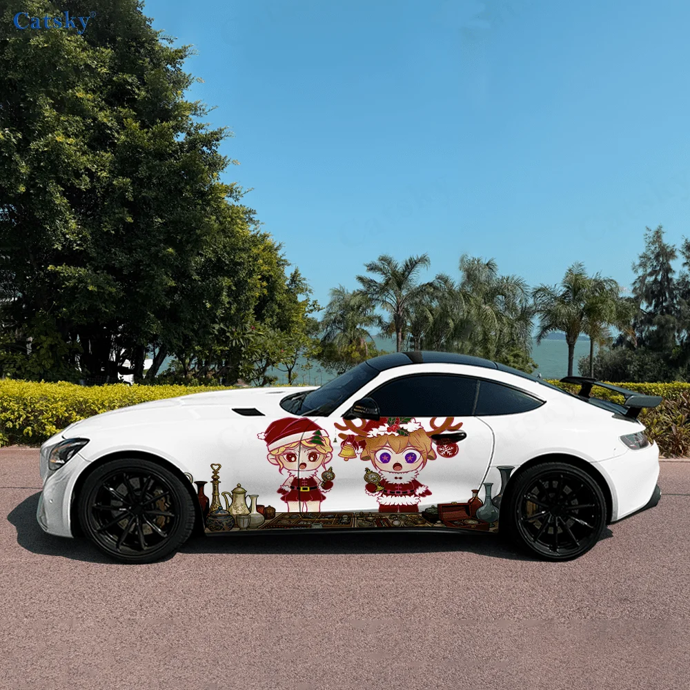 

Christmas Girl Antiques Car Vinyl Wraps Decal Self-adhesive PVC Sticker Suitable for Trucks SUV Decoration Auto Accessories Gift