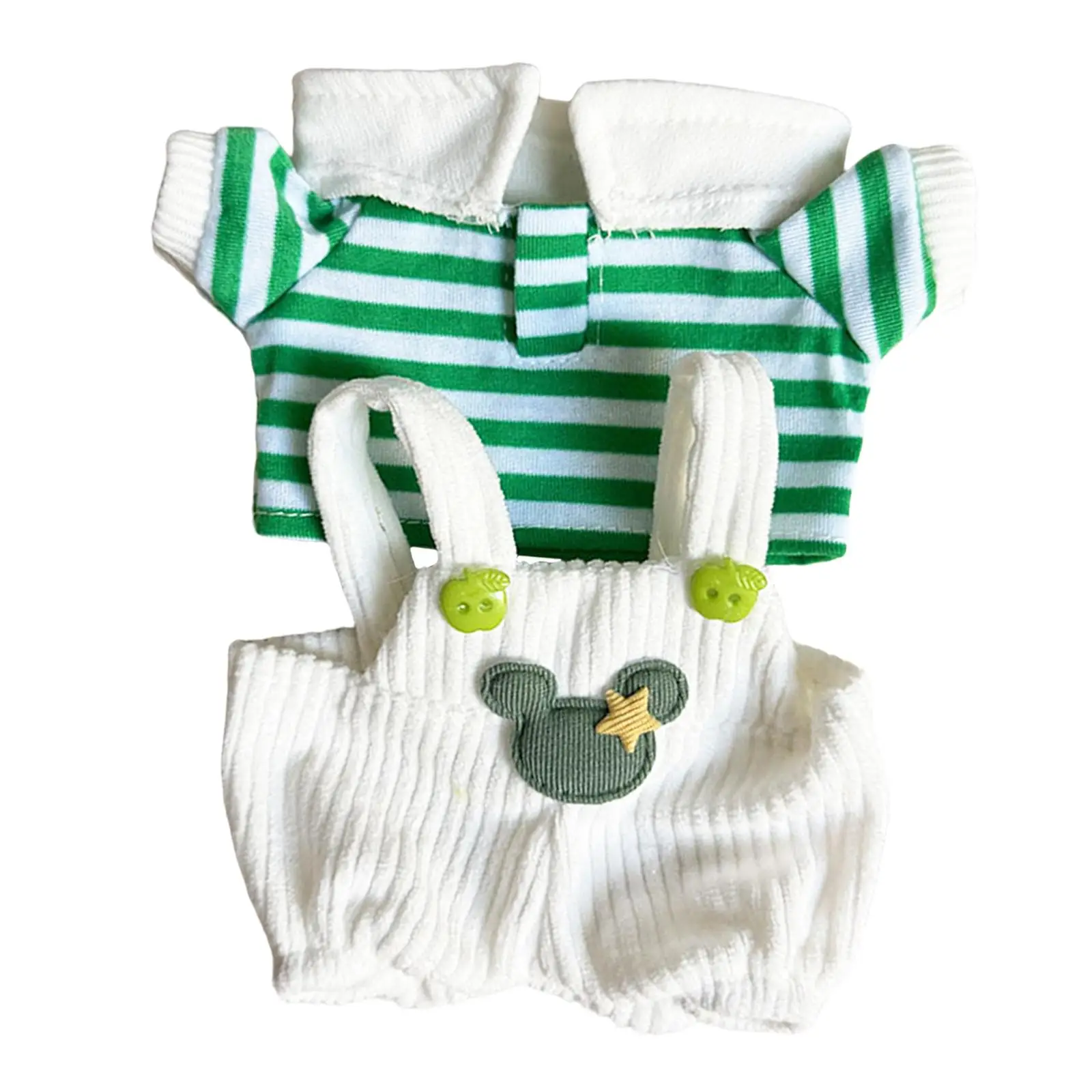 20cm Doll Clothes Fabric Suspender Pants Outfit with T Shirt Cute Costume for Kids Gift