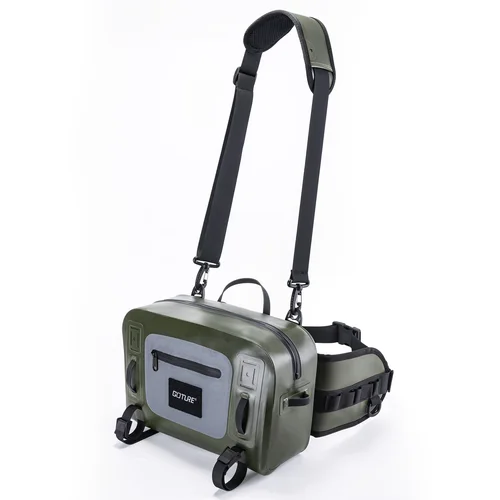 Imagen 1 del producto Bolsa de aparejos de pesca Goture IPX8, riñonera multifuncional impermeable con cuello Halter, bolsa de gran capacidad para pesca con mosca, Camping al aire libre