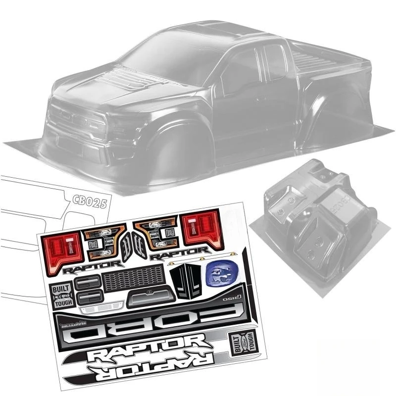 

TeamC Bodies 1/10 Crawler Body 313mm Ford Raptor F-150 Pickup Truck Bodywork Clear Lexan Car Shell Cap and Decals for TRX4 SCX10