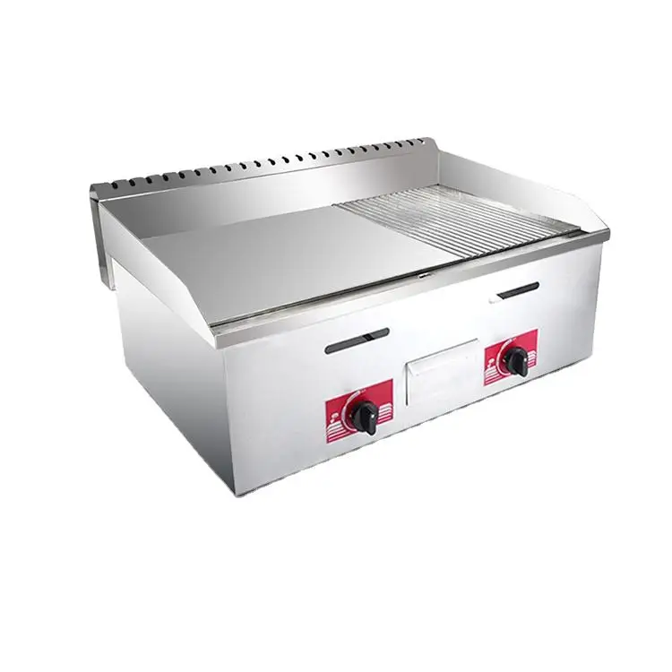Equipment GROOVED and FLAT Griddle Countertop Half Flat and Half Pit Restaurant Griddle Grill