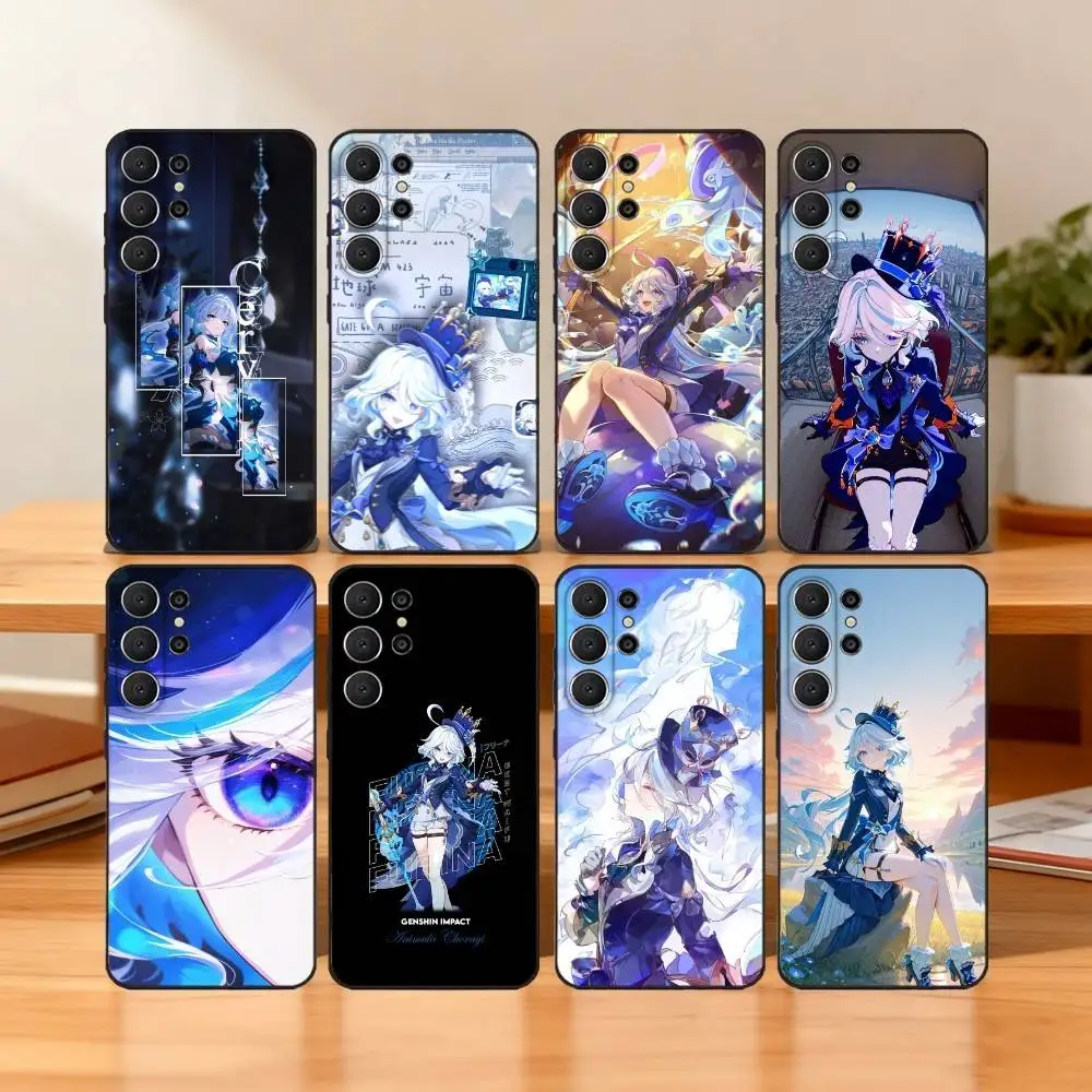 

Genshin Impact Fennina Phone Case For Samsung S25,24,23,22,30,21,10,9,Ultra,Plus,Lite,FE Black Soft Case