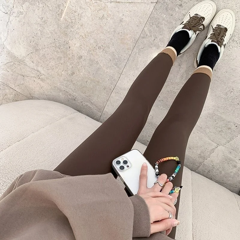 

Yoga Pants Low Waist Women Woman S Korea Party Gradients Blocked The Letters Brown Purple Silver Extended Stretch Drape Smooth