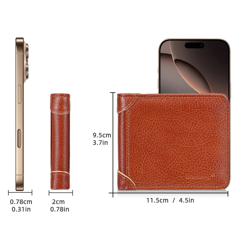 [First-Layer Cowhide] 1Pcs/Baellerry Men's Short Wallet, Multi-Card Slot Business Casual Wallet, Built-In Zipper Coin Pocket, Gift for Boyfriend