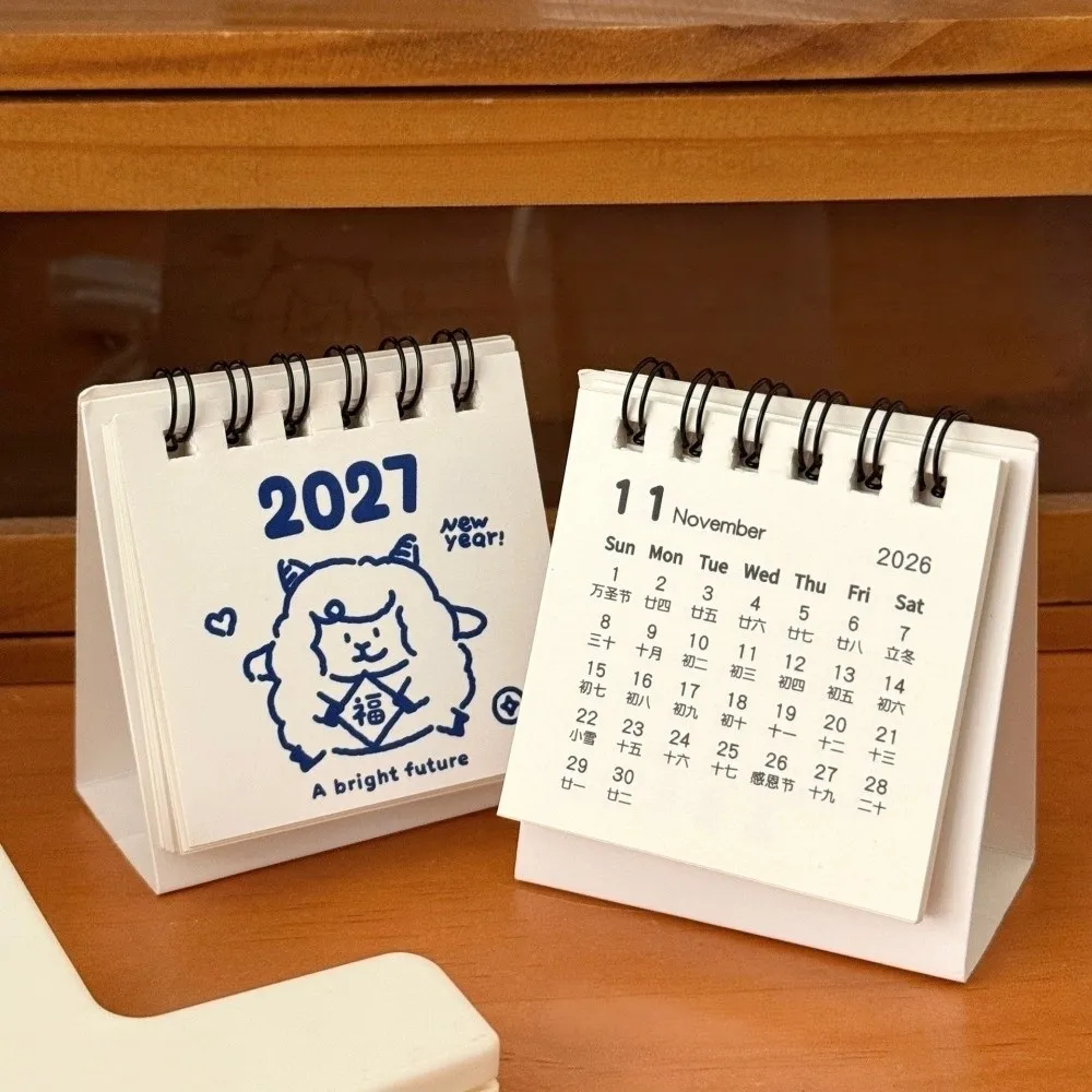 Paper Material 2027 Mini Desk Calendar Portable Design Sheep Lamb 2027 Flip Calendar Creative Animal Puppy Pocket Calendar
