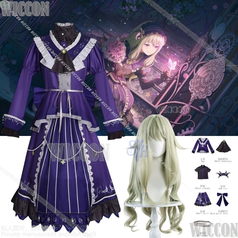 

Игровой проект Sekai, косплей Kusanagi Nene, цветущий свет, темно-фиолетовое готическое платье, ретро Лолита, карнавальный наряд на Хэллоуин, Cos