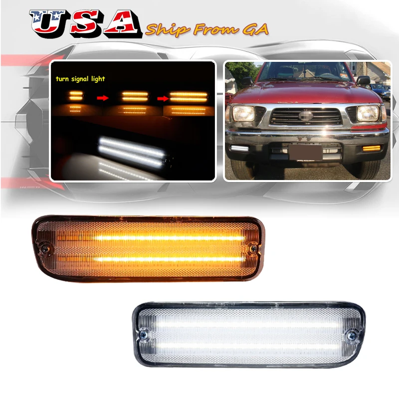 

For Toyota Tacoma 4WD For Toyota Tacoma DLX,RWD white Parking Driving Light Amber Front Turn Signals