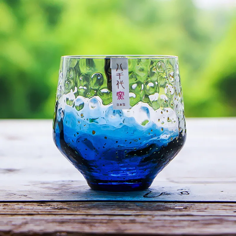 Japanese Style Gold Foil Crystal Starry Glass, Multi-purpose Tumbler Water Whiskey Sake Glass Cup