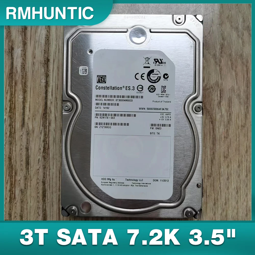 Жесткий диск для ST3000NM0033 для сервера, жесткий диск RWV72 3T SATA 7,2 K 3,5 ", жесткий диск