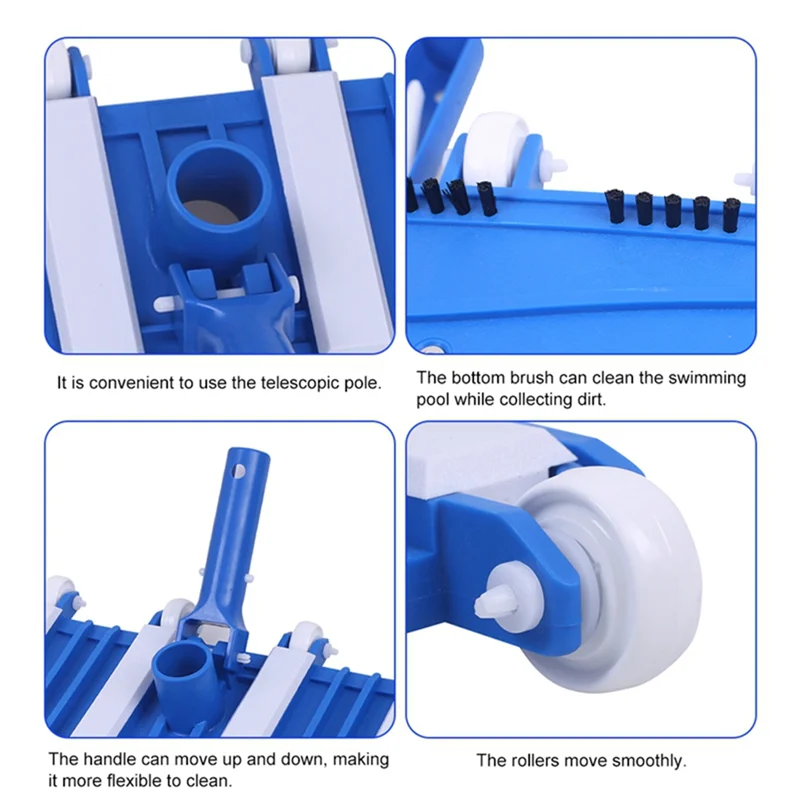 Cabezal de vacío Flexible para piscina de AB15-14 pulgadas, cabezal de succión para piscina con ruedas, Cepillo Lateral para limpieza de estanques, Spa y jacuzzi