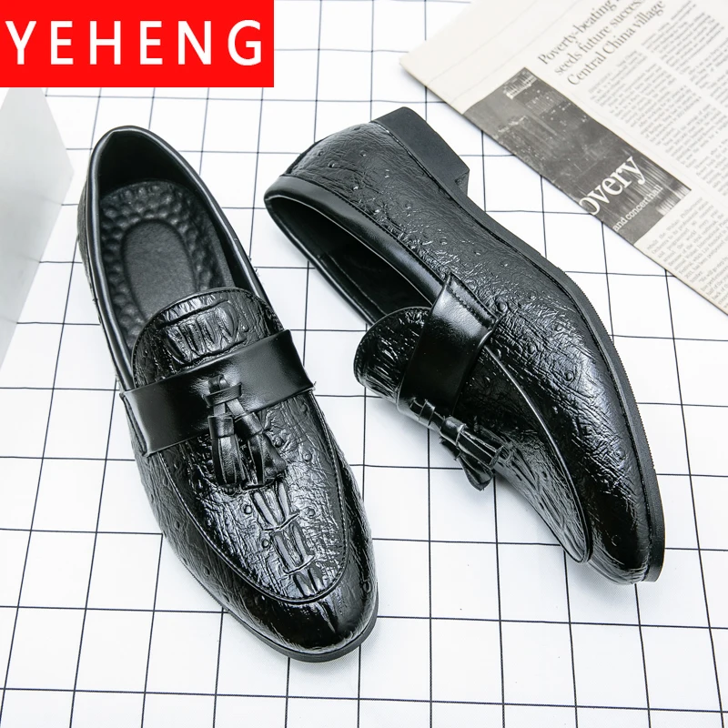 

Luxury Brand Shoes Men's Fashion Soft Moccasins Loafers High Quality Leather Tassel Shoes Men Flats Patent Leather Wedding Shoes