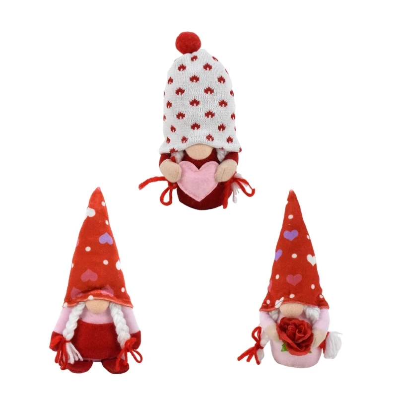 Unique Valentines Day Plush Gnomes with Round Hat Designs Plushies Gnomes Dolls for Expressing Love and Happiness