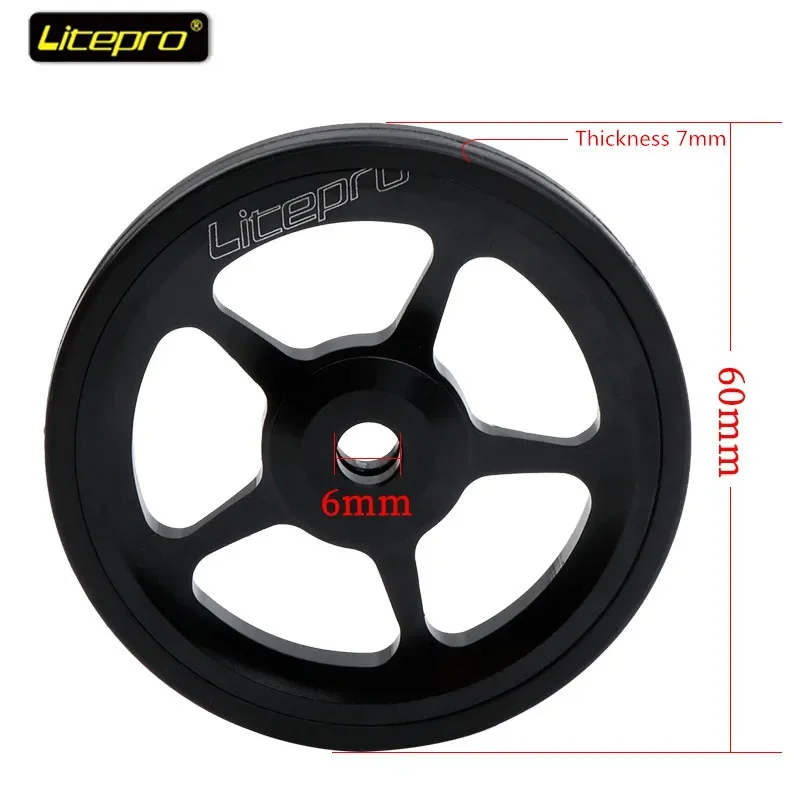 Litepro Bike Easy Wheel 60mm For  Folding Bicycle 6 Bearing Wheels Stable Lightweight 22g/Pcs Aluminum Alloy