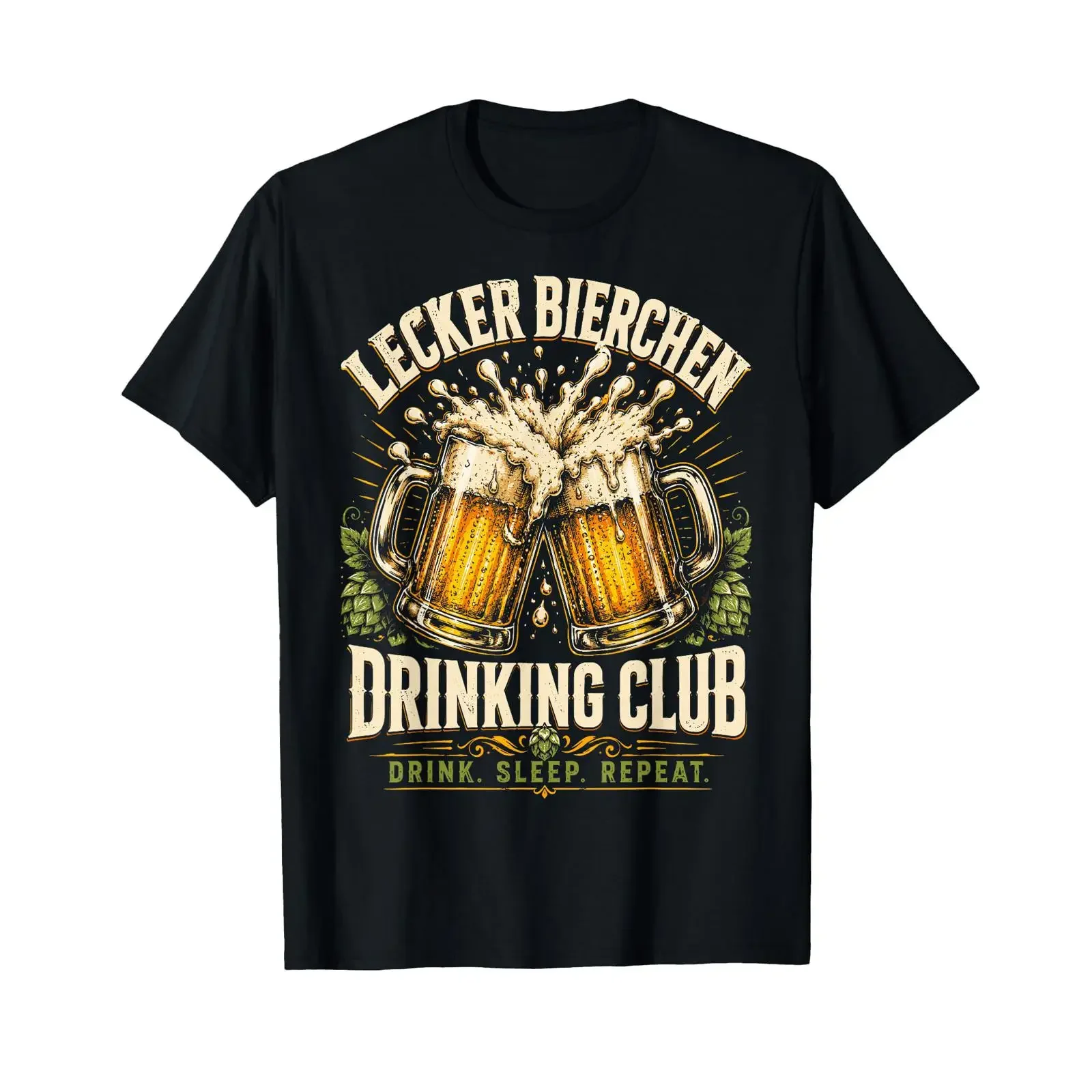 Lecker Bierchen Club T Shirt vintage Washed Stylish Stretched Soft Casual streetwear Unisex graphic Top For Everyday Wear