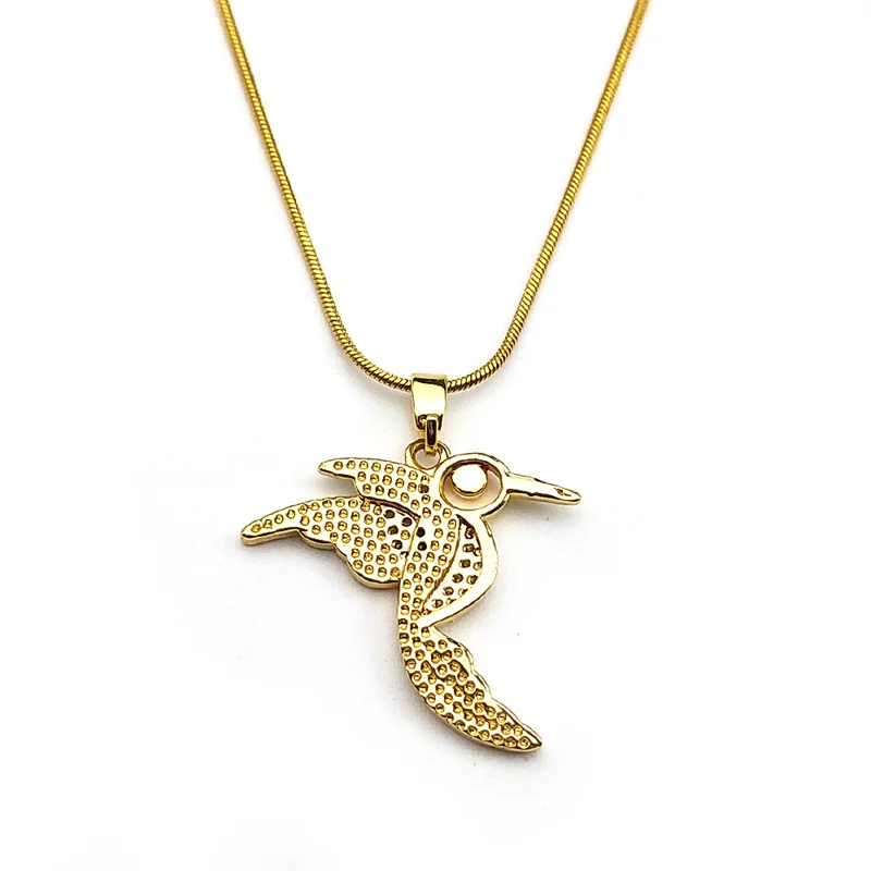 Trend Hummingbird Love Pendant Necklace For Women Men Stainless Steel Gold Color Zircon Enamal Cute Birds Chain Jewelry Gifts