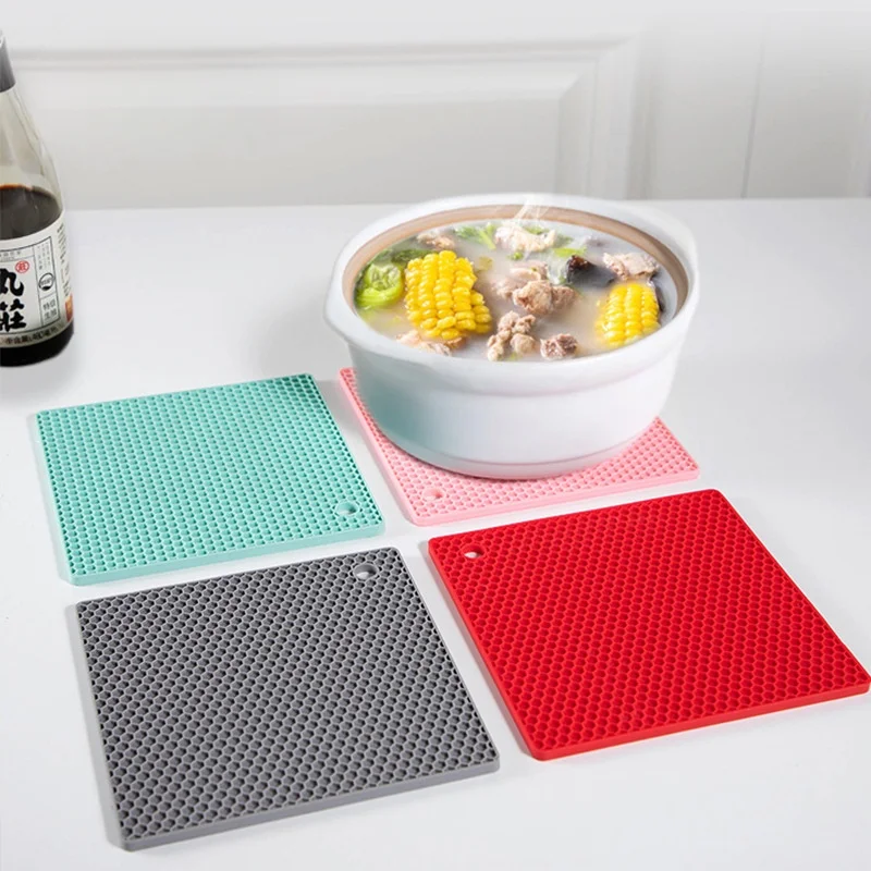 Food Grade Silicone Place Mat Square Waterproof and Oil-proof Silicone Pot Mat Coaster Kitchen Dining Table Anti-scalding