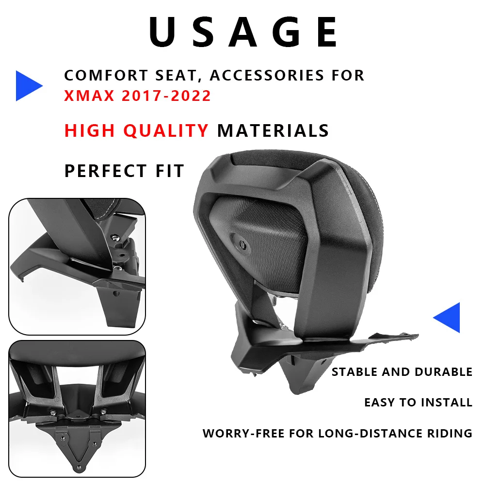 MTKRACING دراجة نارية الركاب الخلفي مقعد مسند الظهر Tailstock عودة الراحة حشوة وسادة لياماها X-MAX XMAX 125 300 2023 2024 #2