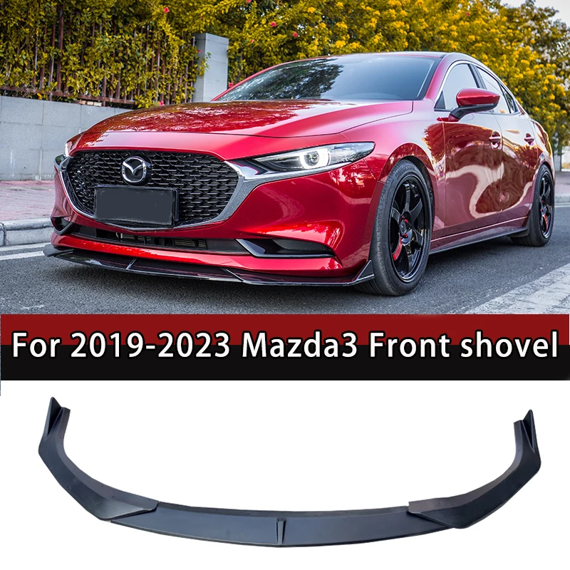 

3PS For 2019-2023 Mazda (3）Deflector Bumper Guard Trim Cover Modified Front Sports Spoiler Body Kit Diffuser Accessories