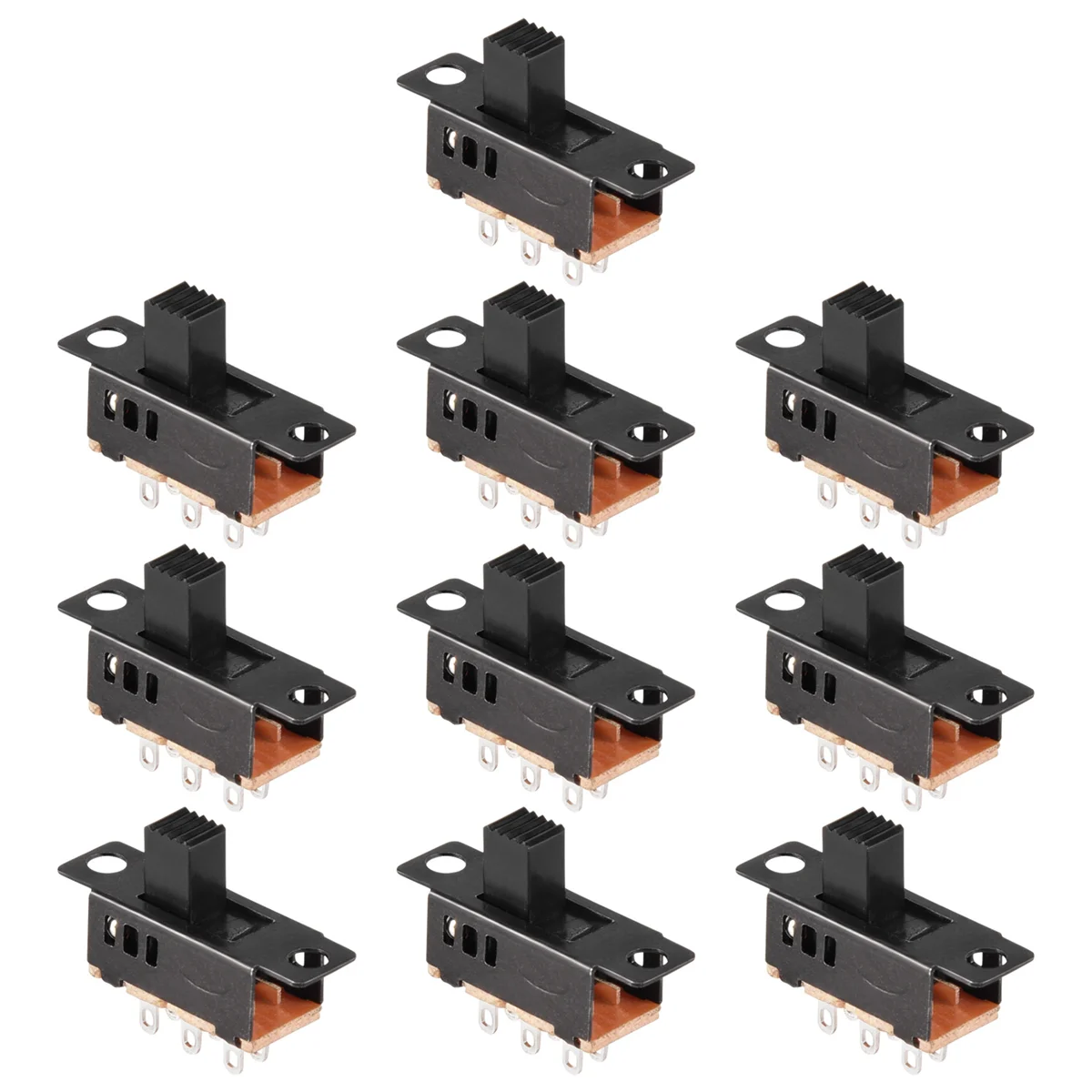 ¡Calidad! 10 Uds perilla alta 6 pines 3 posiciones DPDT Panel interruptor deslizante 0.5A 50V DC