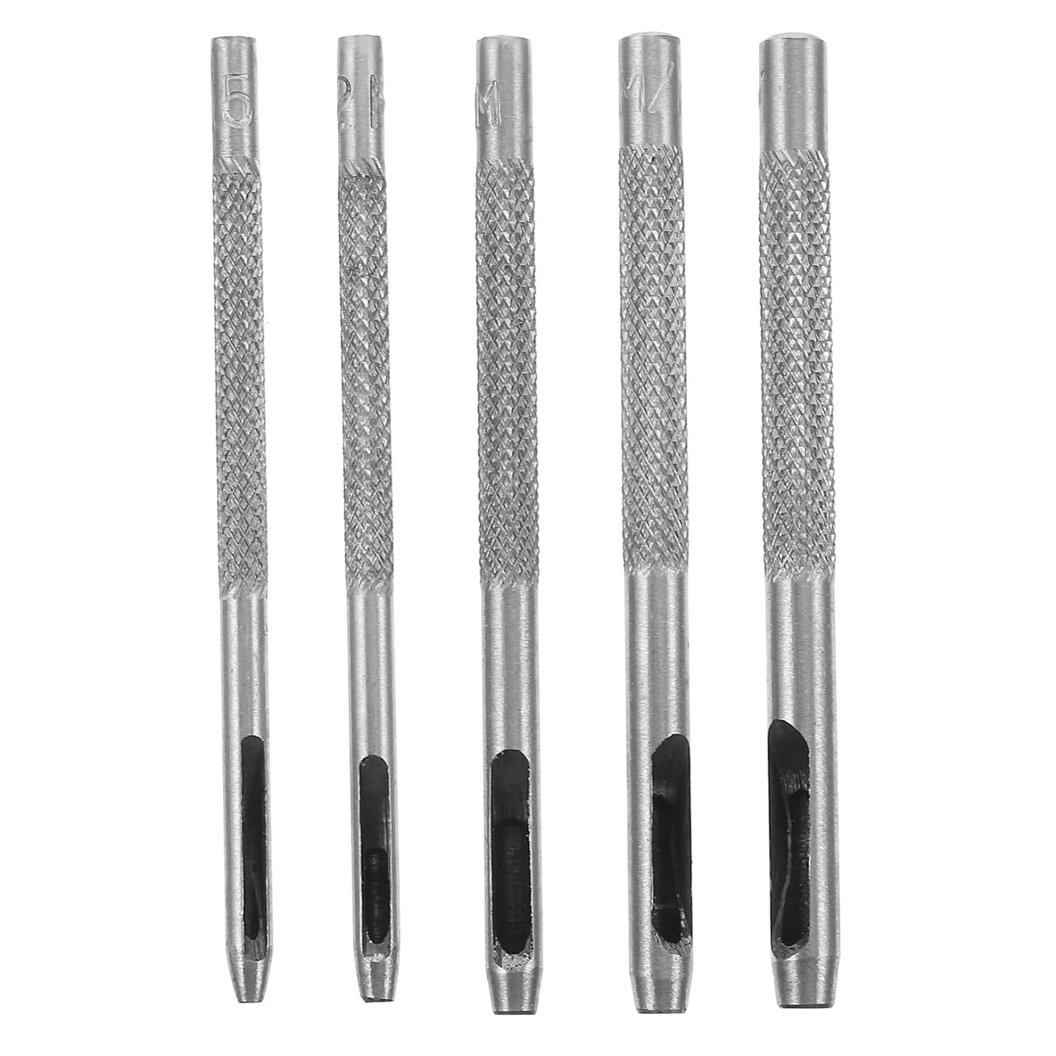 High-Quality Elegant Premium Set of 5 Advanced Steel Hole Cutters for Leather Belt Device and Watch Tool with Gold Scarf Display