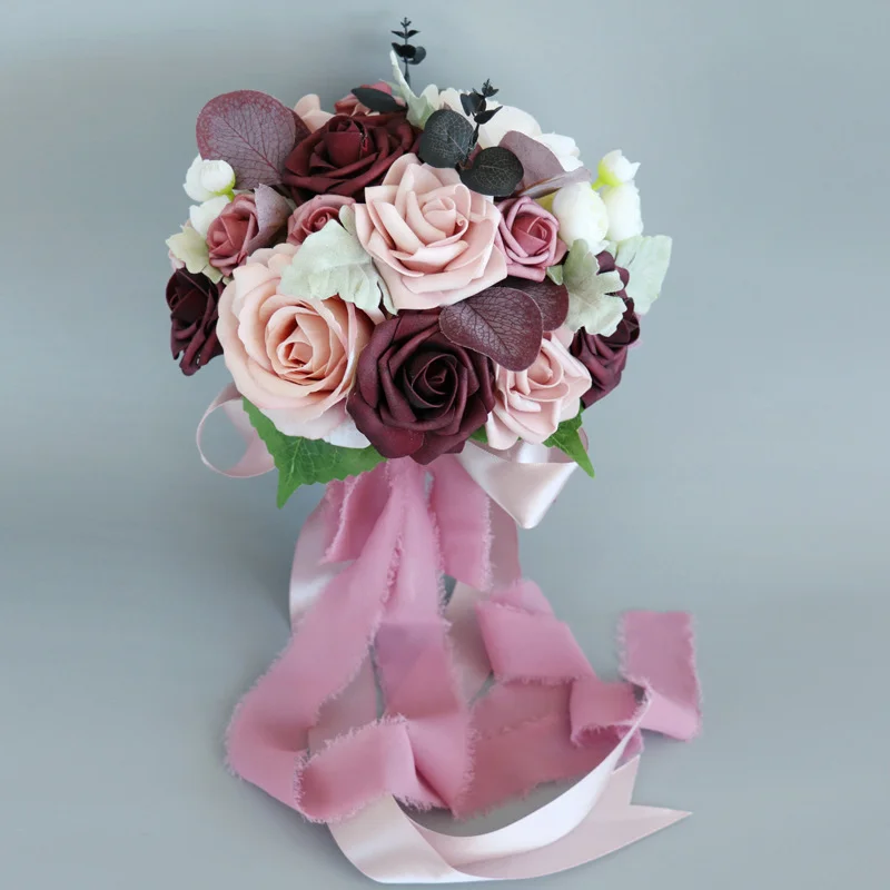 Cross-border export bridal bouquet artificial rose home decoration bouquet wedding outdoor shooting props wedding set flower