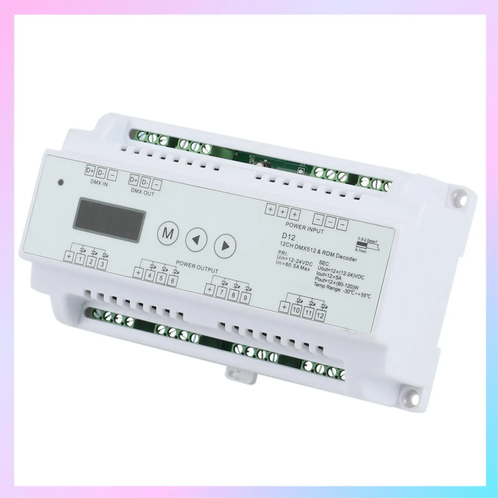 AB25-DC5V-36V Input 12 Channels CV DMX512 Decoder,5Ax12ch Output With Display For Setting DMX Address For Led Rgb Led Strip