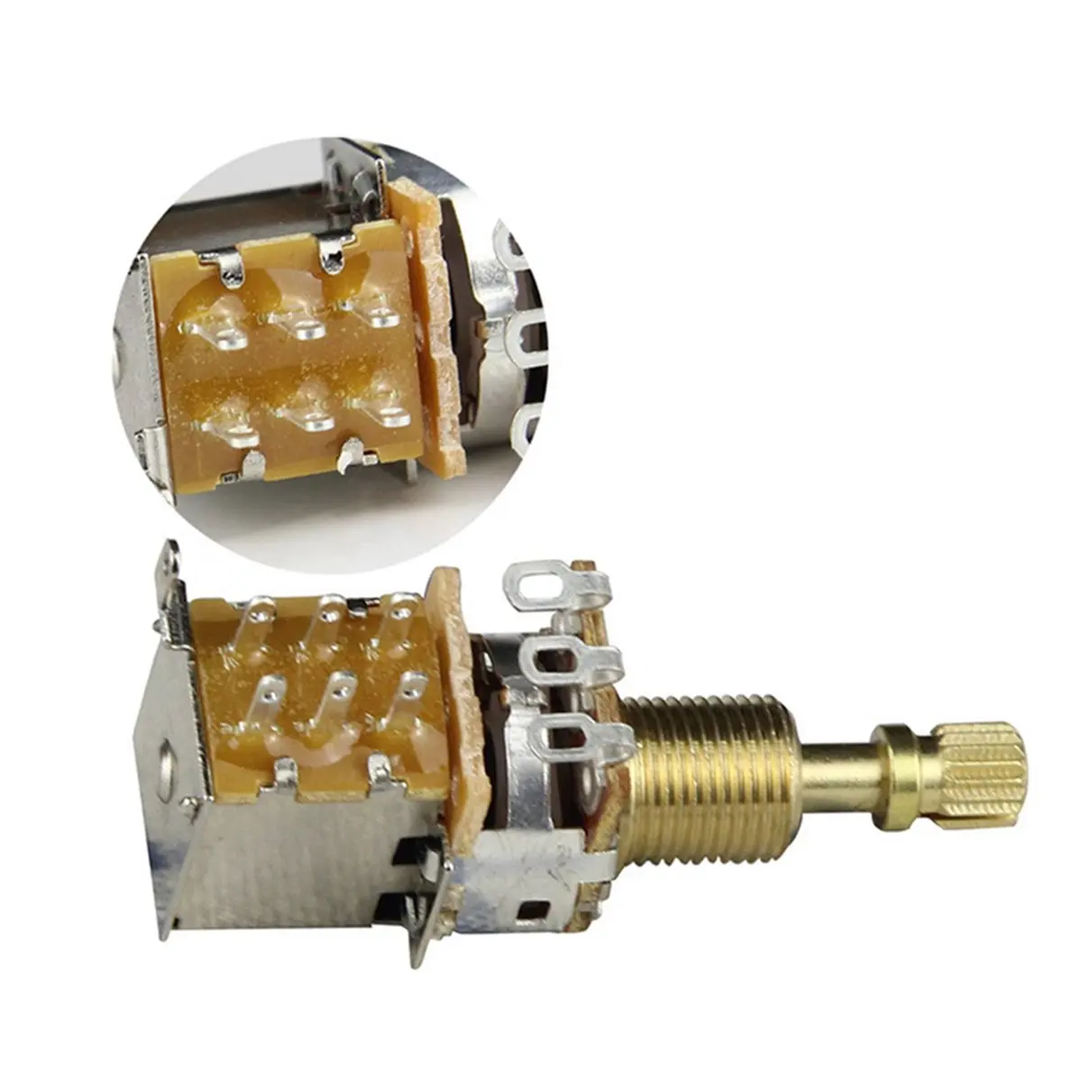 

TUREBG 5Pcs Guitar Push/Push Potentiometer Short Shaft Push Push Potentiometer Electric Guitar Pot A500K for Guitar Bass Parts