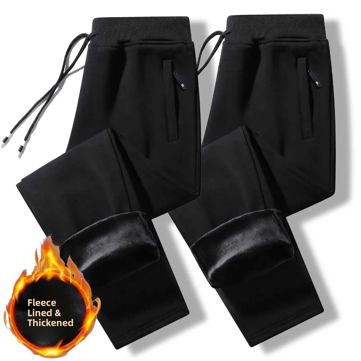 Women's Winter Fleece Lined Casual Pants Loose Fit Sports Style plus Size Elastic Waist Long Trousers Trendy Cuffed Pants