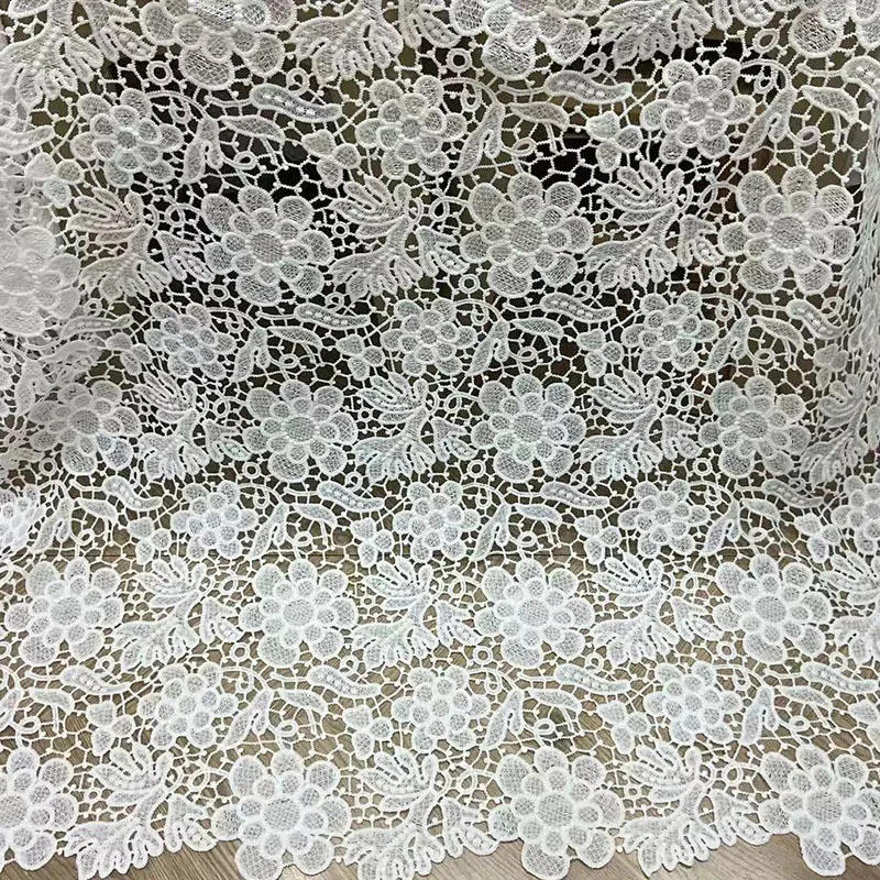 

New Southeast Asian hollow-out milk silk lace embroidered water-soluble lace fabric Nigerian wedding dresses garment lace fabric