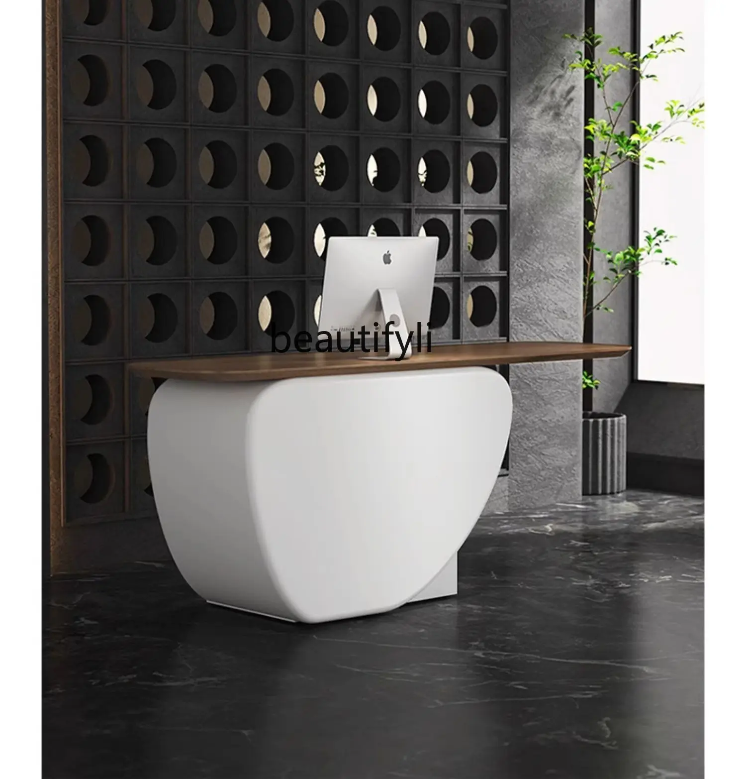 

White paint cashier store front desk reception B & B creative cashier customization
