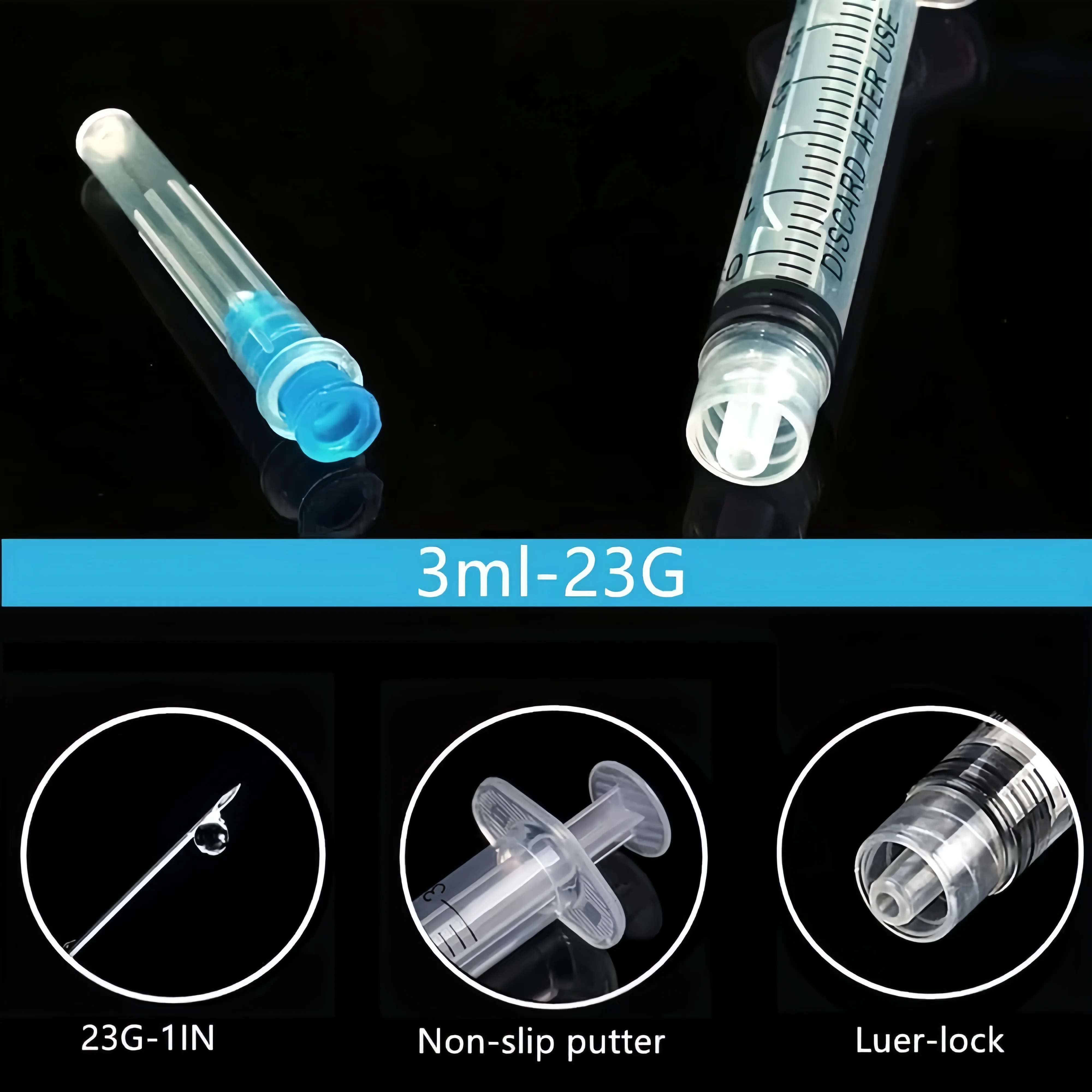 3-ml-Spritze mit Nadel und Nadelkappe/ohne Nadel, 100 Stück 3-ml-Einweg-Luer-Lock-Spritzen mit Nadel, geeignet für Veterinär-, Industrie- und Laboranwendungen, verschiedene Spezifikationen erhältlich – Detail 9