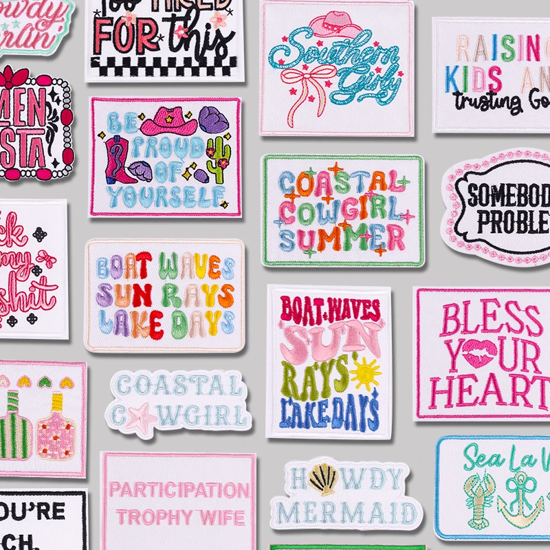 

New Western Cowgirl Embroidered Patch Iron On Patches For Clothing Cartoon/Rainbow Letter Patches For Clothes Jackets Hats DIY