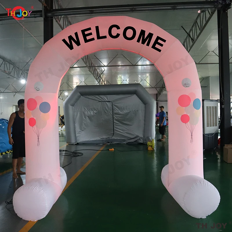 Free Air Shipping  3x3m White Welcome Entrance Wedding Party Inflatable Arch With Led Light