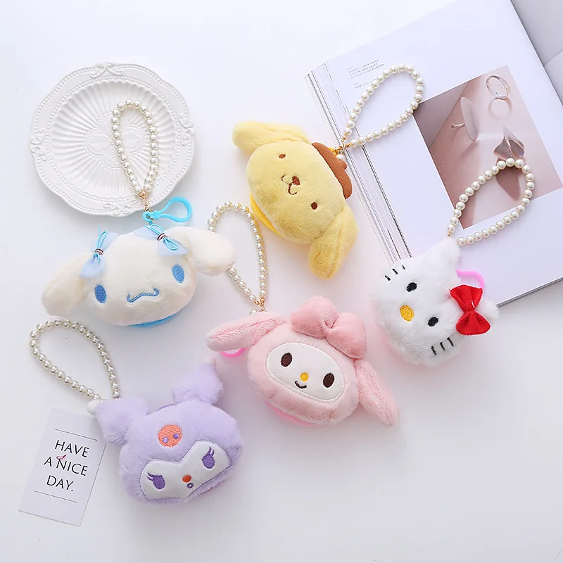 

Japanese Kawaii Sanrio Plush Zero Wallet Cartoon Mini Storage Bag Kuromi Keychain Backpack Pendant Children's Festival Gift