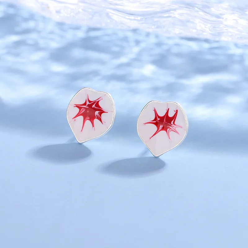 

Модные и простые кленовые листья, стерлинговое серебро 925 пробы, свежие красные листья, цветы, индивидуальные компактные серьги E078