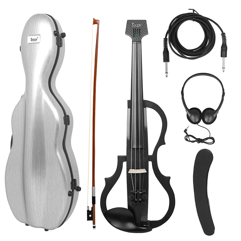 

IRIN 4/4 Electric Violin String Instrument for Practice Carbon Fiber Professional Electric Violin With Shoulder Rests Headphones