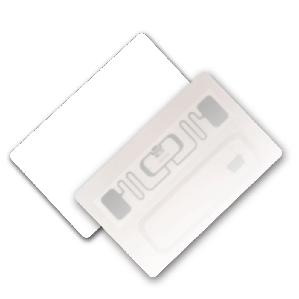 UHF HF White Card NXP UCODE9 FM1108 Chip PVC Material 915Mhz+13.56Mhz UHF HF White Card High Sensitivity Rfid antenna Card