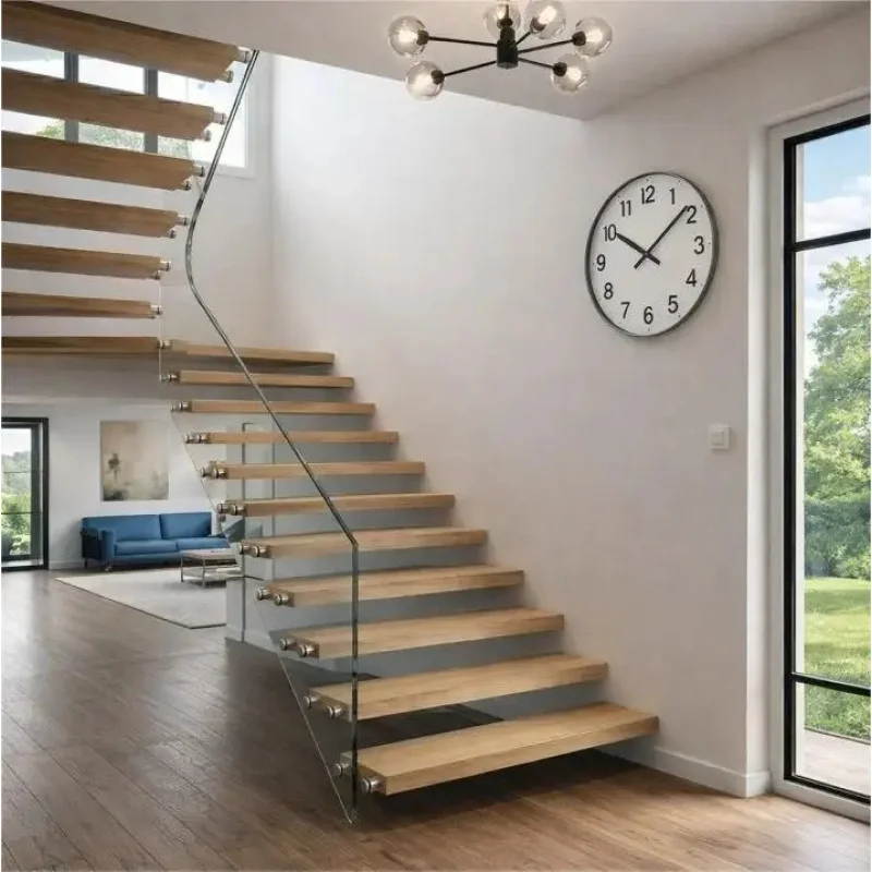 custom.: Ultra-Minimalist Cantilevered Floating Stairs Open-Plan Living