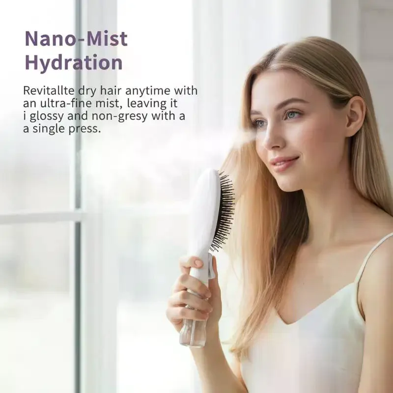 2in1 Sprayer Comb Detangling Scalp Massage Hairbrush With Spray Bottle Essential Oil Water Mist Spray Brush Anti-static