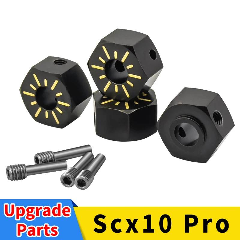 Scx10 Pro adaptery sześciokątne koła części zamienne 12mm z powłoką mosiężny metalowy korpus 1/10 gąsienica RC akcesoria do zdalnie sterowanym samochodowym osiowych