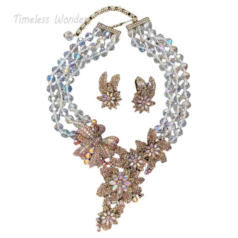 

Timeless Wonder Fancy Zircon Geo Floral Statement Necklaces for Women Designer Jewelry Set Runway Top Luxury Vintage Gift 2613