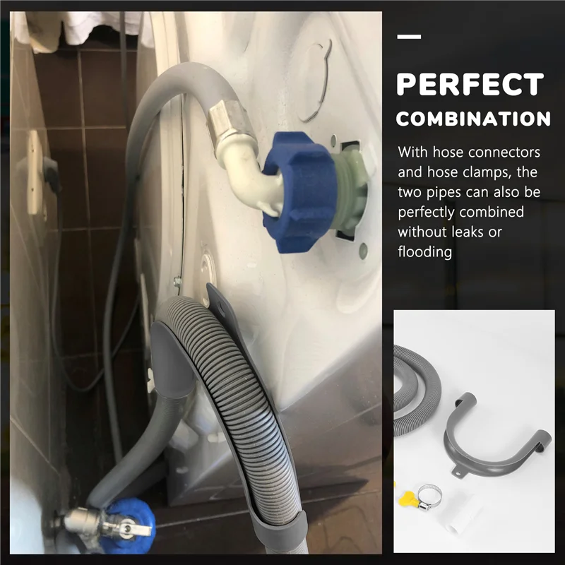 مجموعة تمديد خرطوم الصرف BAAN خرطوم الغسالة العالمي 1 متر، يشمل موصل خرطوم القوس ومشابك الخرطوم وخراطيم الصرف