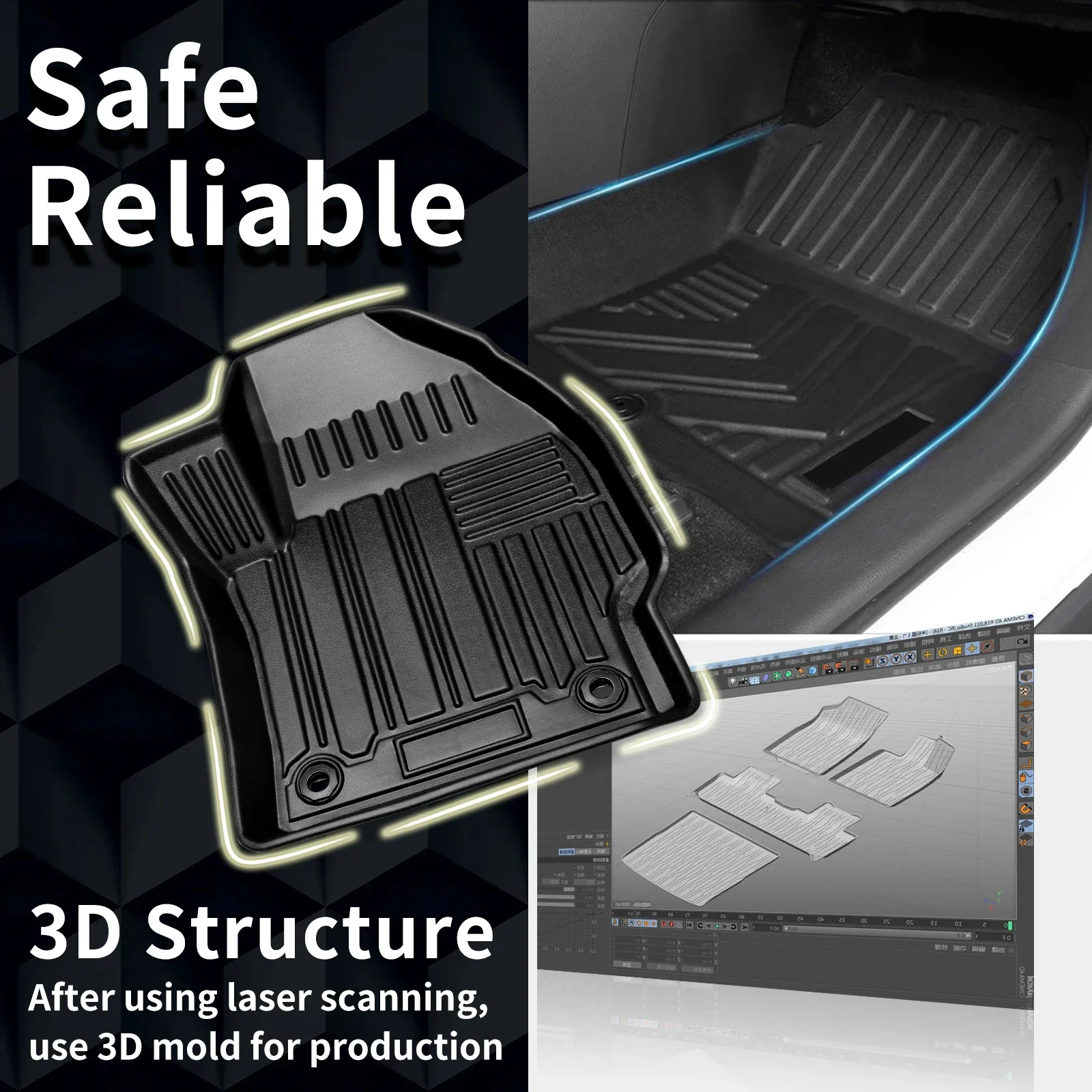 حصيرة التمهيد الخلفي من مادة TPE مع غطاء خلفي للمقعد لشيري iCAR 03 Jaecoo J6 2024 2025 2026 تغطية كاملة ملحقات سهلة التركيب